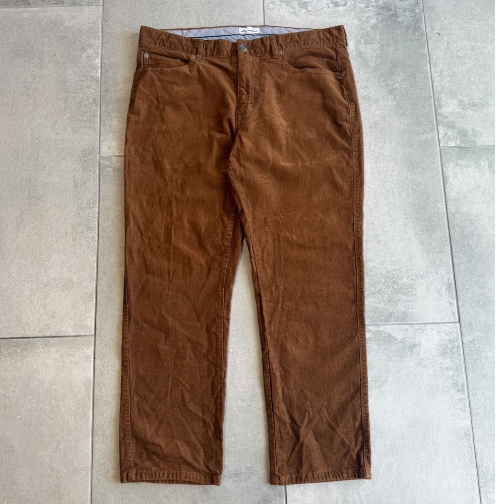 Peter Millar Mens 5 Pocket Stretch Brown Corduroy Pants 36x28 Straight Leg